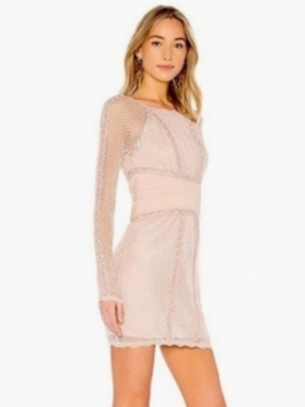 Free People Women's Lace & Mesh Body-Con Dress Nude Sz. X Small - Picture 2 of 10